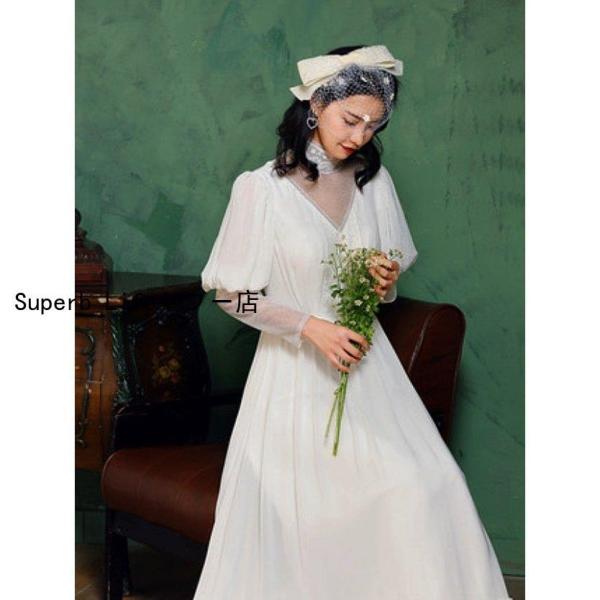 レディースファッション ウェディングドレス レディース 二次会 花嫁ドレス 結婚式 パーティードレス スレンダーライン レトロ ガーリー パフスリーブ レディースファッション ウェディングドレス レディース 二次会 花嫁