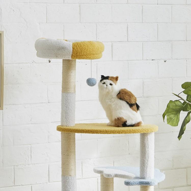 据え置き型 キャットタワー 4段 キャット ハウス ネコ ペット ベッド ソファ リビング 猫 リラックス 遊び場 猫じゃらし 猫用品 ペット用品 送料無料_5