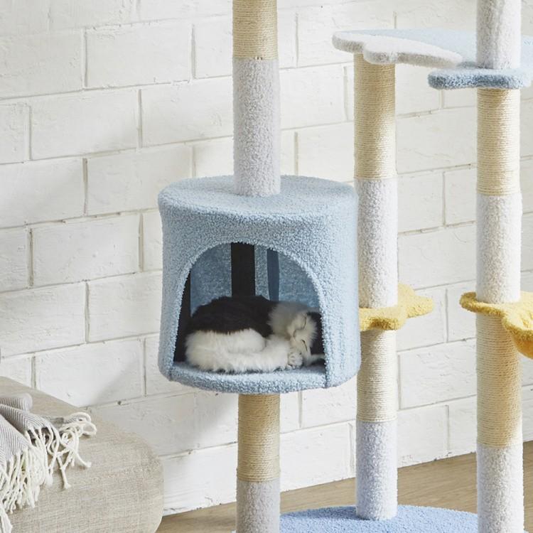 据え置き型 キャットタワー 4段 キャット ハウス ネコ ペット ベッド ソファ リビング 猫 リラックス 遊び場 猫じゃらし 猫用品 ペット用品 送料無料_6