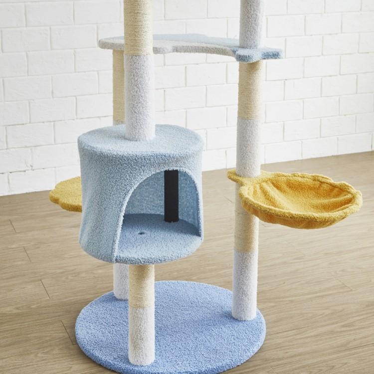 据え置き型 キャットタワー 4段 キャット ハウス ネコ ペット ベッド ソファ リビング 猫 リラックス 遊び場 猫じゃらし 猫用品 ペット用品 送料無料_9