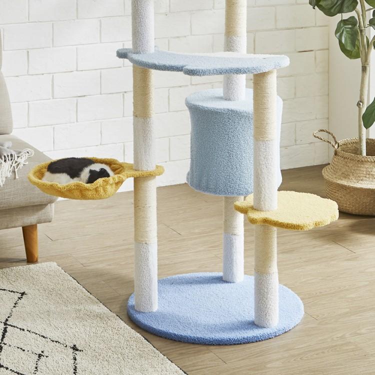 据え置き型 キャットタワー 4段 キャット ハウス ネコ ペット ベッド ソファ リビング 猫 リラックス 遊び場 猫じゃらし 猫用品 ペット用品 送料無料_10
