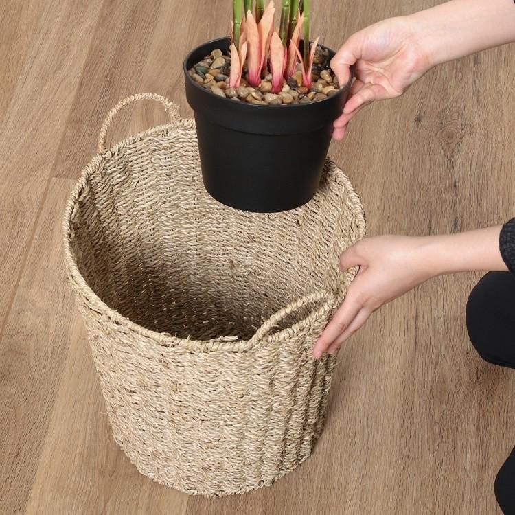 天然素材 編み込みプランターカバー 47×42cm