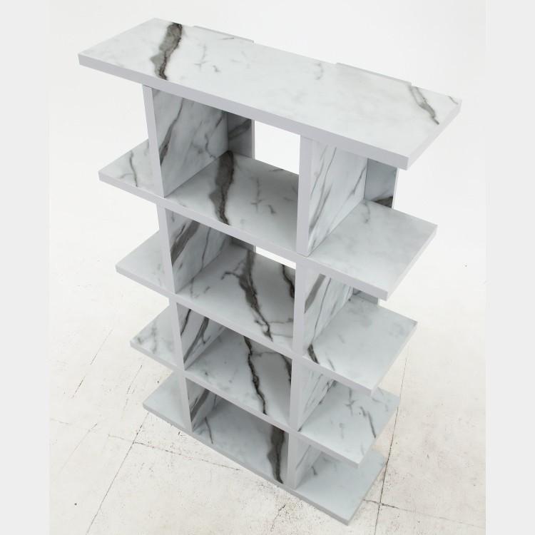 大理石調 オープン シェルフ 5段 幅90cm ディスプレイ ラック 間仕切り