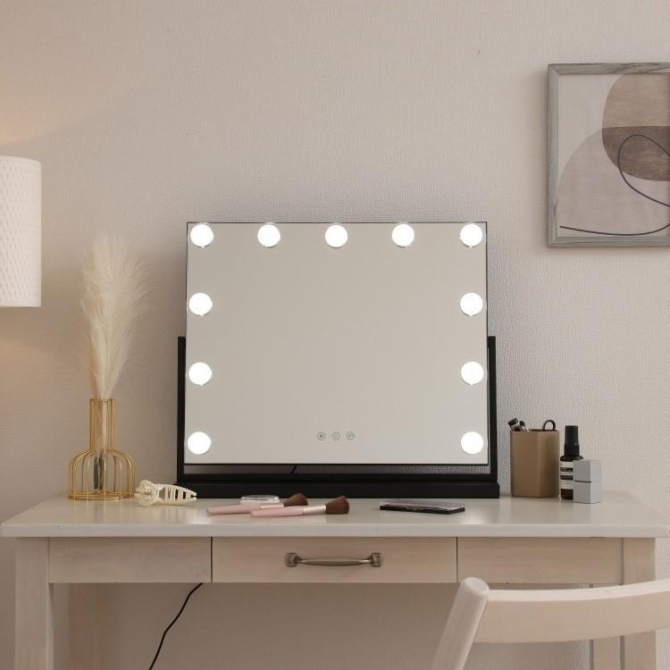 LED 卓上 ミラー ワイド 幅50cm 同色 2個セット タッチ操作 照明