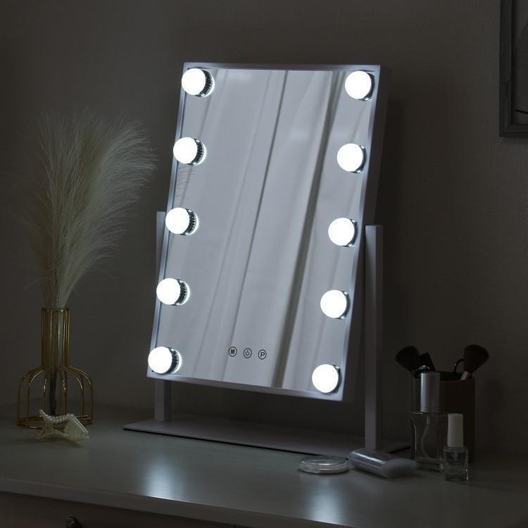 LED 卓上 ミラー 幅36.5cm 同色 2個セット タッチ操作 照明 高輝度
