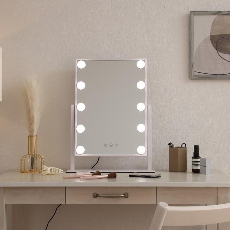 LED 卓上 ミラー 幅36.5cm 同色 2個セット タッチ操作 照明 高輝度 