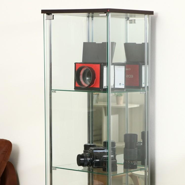 ガラス コレクション ケース 4段 背面ミラー付 スリム 幅42.5cm