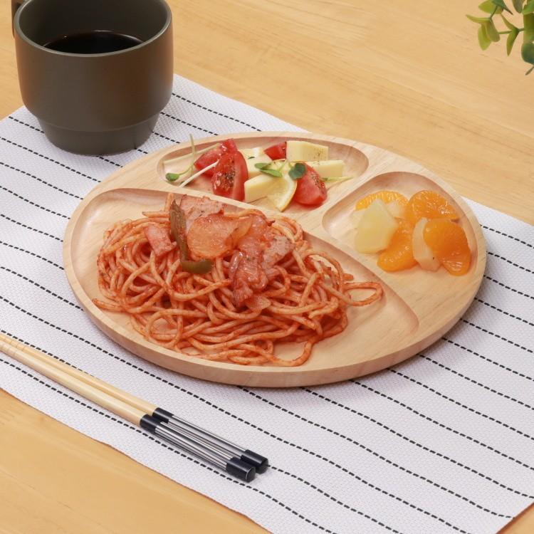 得まとめ買い】 木皿 3仕切り ランチプレート 6枚セット ラウンド