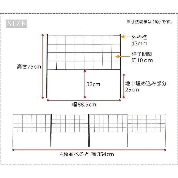 アイアン フェンス 高さ75 4枚組 格子 デザイン ロータイプ 仕切り