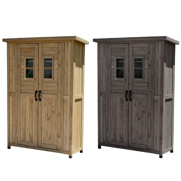 収納庫 木製 ストッカー カントリー 薄型 収納 倉庫 小屋 用品 野外 室外 庭 ガーデン テラス ベランダ バルコニー 送料無料_3