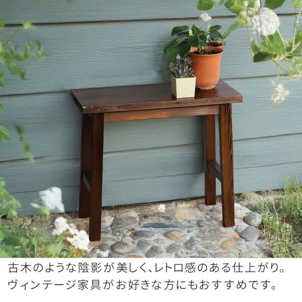 焼杉 スツール風 フラワー ラック スタンド 中サイズ プランター 棚 花