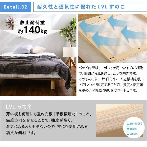 脚付 マットレス付き シングル ベッド ロール マットレス ポケット