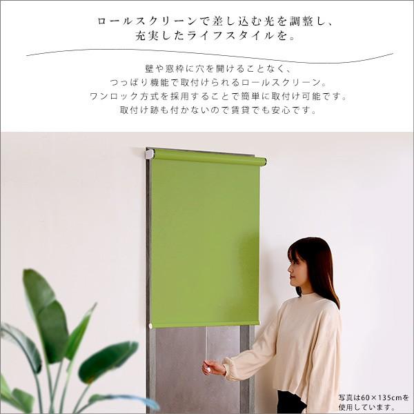 つっぱり ロールスクリーン 幅90cm 採光タイプ ロールカーテン 穴あけ