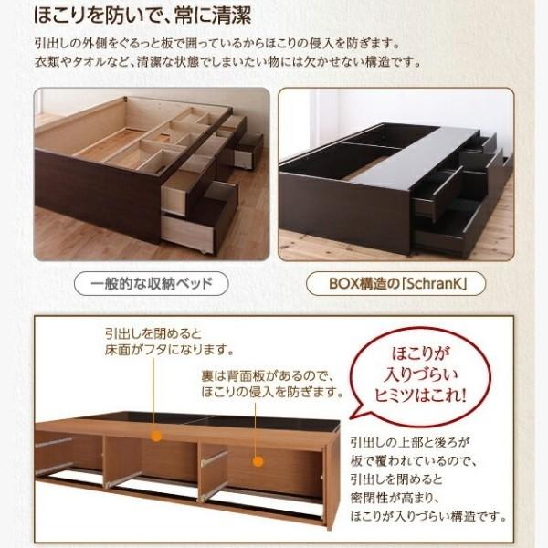 大容量 チェストベッド ダブル ヘッドレス ベッド スライドレール 