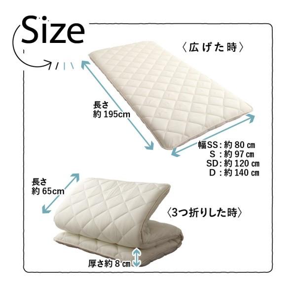 敷き布団 セミダブル 厚さ8cm 軽量 高反発 体圧分散 敷布団 固綿