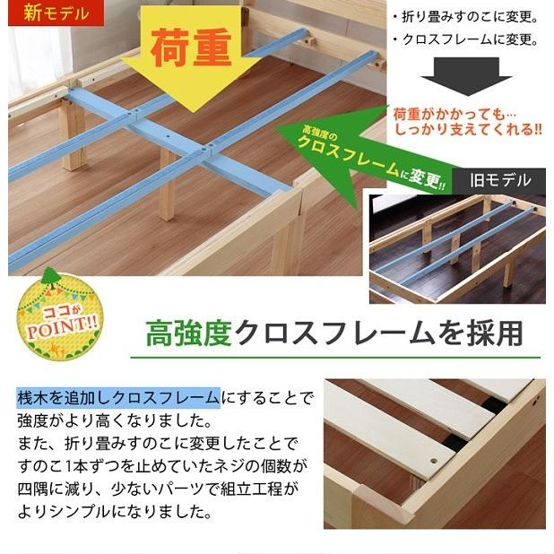 シングル ベッド 折りたたみ すのこ 棚付 コンセント付 パイン材