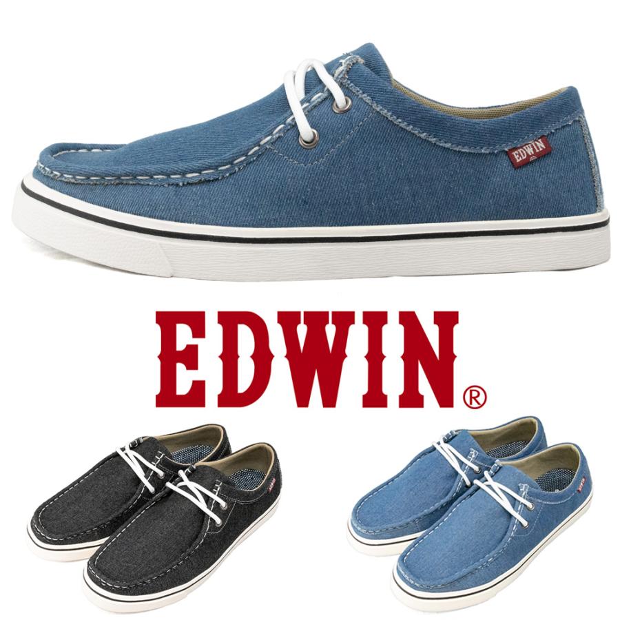 Edwin メンズ スニーカー デニム キャンバス生地 デッキシューズ ボートシューズ ローカット モカシンスニーカー おしゃれ エドウィン Edm356 Edm356 守足雑貨ヤフー店 通販 Yahoo ショッピング