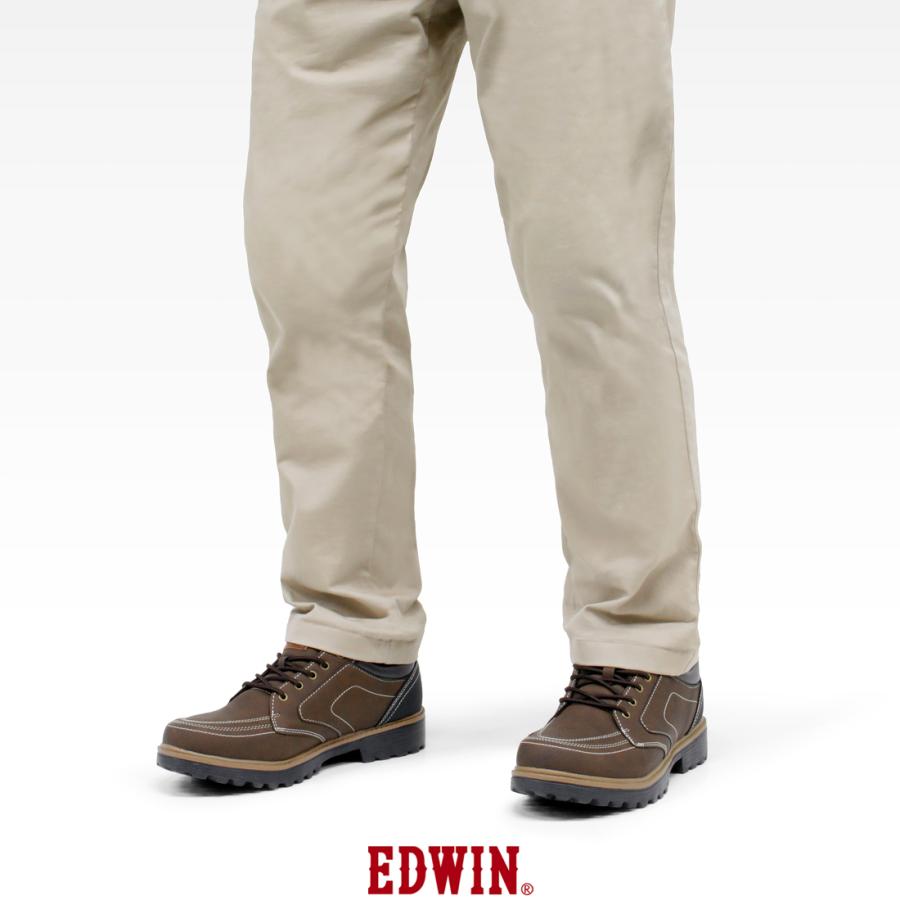 革靴 スニーカー メンズ カジュアルシューズ PUレザー 防水 超軽量 紐靴 紳士靴 黒 茶 エドウィン edm543