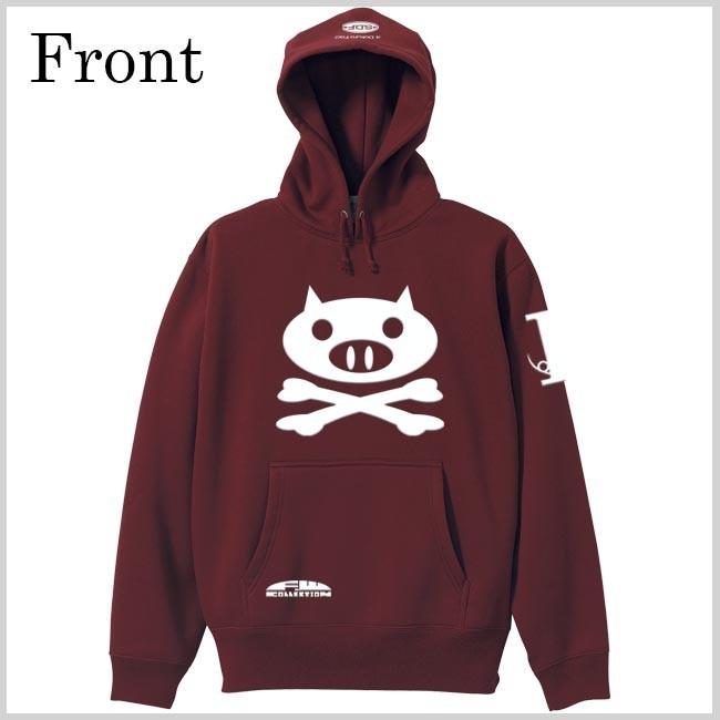 ドクロ おもしろ ブタ パーカー プルオーバー ぶたドクロ S M L XL バーガンディー |  | 01