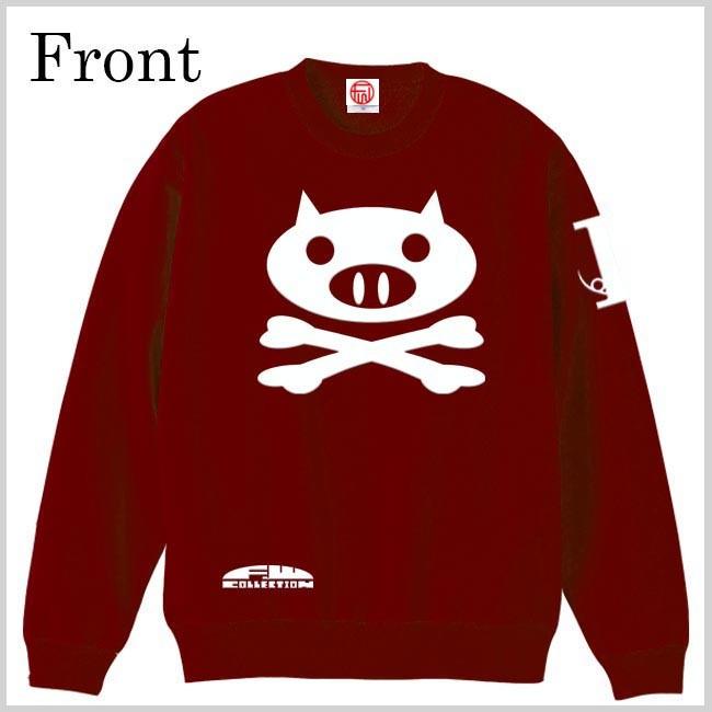 ドクロ おもしろ ぶた トレーナー ぶたドクロ S M L XL バーガンディー |  | 01