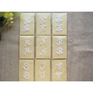 アイロン イニシャル ワッペン 1個 アップリケ 刺繍レース