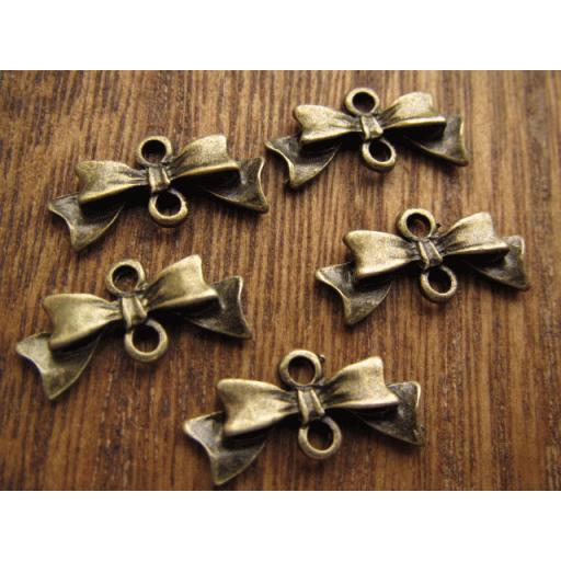 アクセサリーチャーム 金古美チャーム （リボン） 5個セット : 手芸の