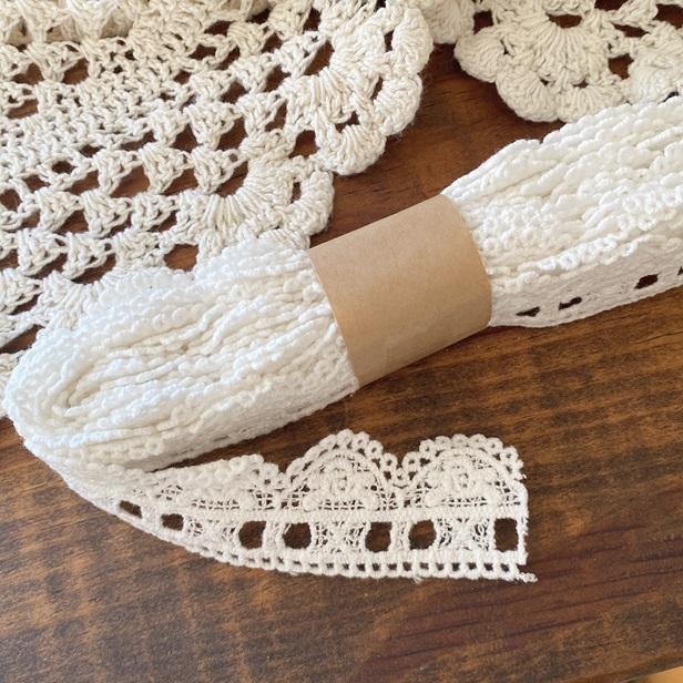 手芸 ケミカルレース リボン通し 綿レース 3ヤード パック ローズ