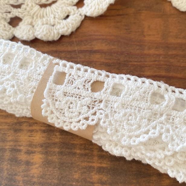 手芸 ケミカルレース リボン通し 綿レース 3ヤード パック ローズ