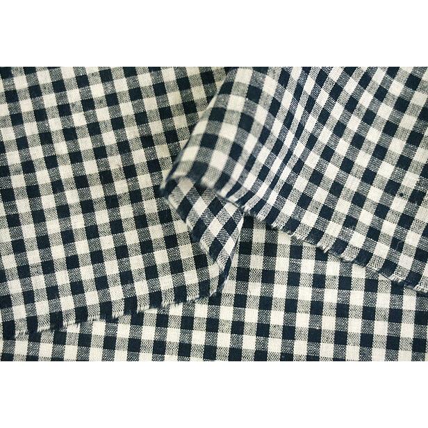 綿麻 先染め シーチング生地 チェック柄 ストライプ柄 ハーフリネン 55