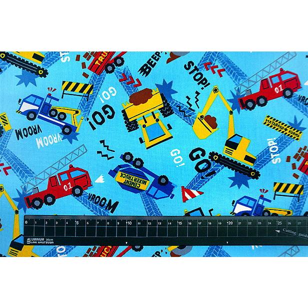 ラミネート生地 マンガチック 働く車 工事車両 はたらく くるま 車