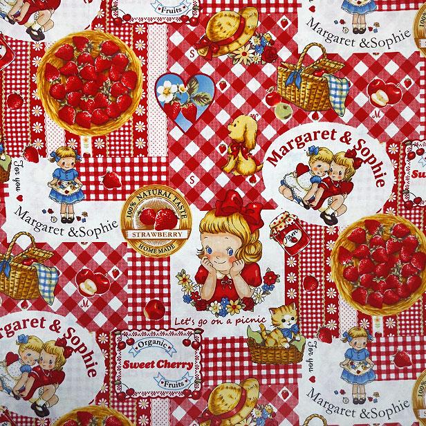 シーチング生地 キルトゲイト マーガレット＆ソフィー ピクニック 苺
