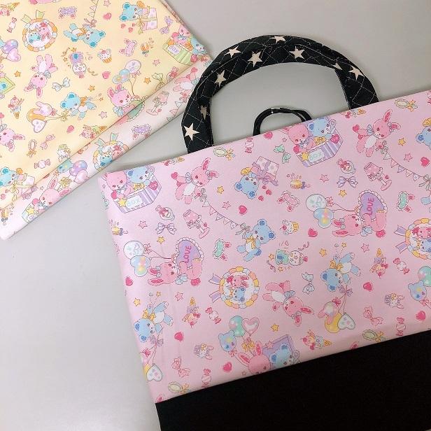 オックス 生地 モフモフうさぎとくま 夢かわいい 綿100％ 布 手芸 通園