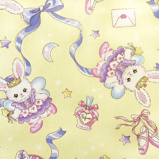 オックス 生地 うさぎ と リボン バニラポップ パステルカラー バレエ