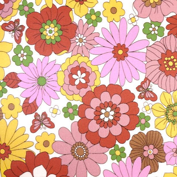 ラミネート 生地 昭和 レトロ フラワー 一面の花と蝶 un/no アンノ