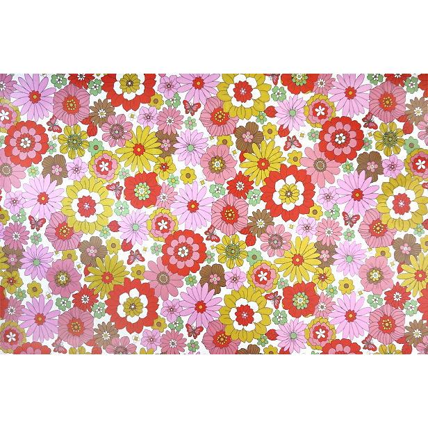 ラミネート 生地 昭和 レトロ フラワー 一面の花と蝶 un/no アンノ