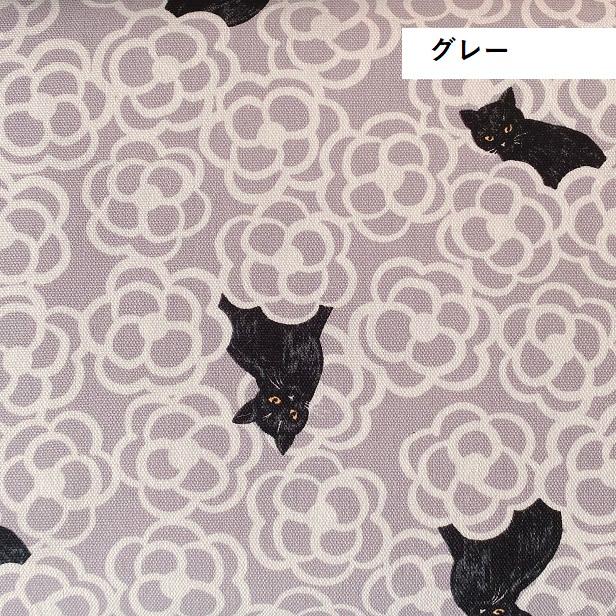 オックス 生地 黒猫とカメリア 椿 猫 ねこ柄 大人っぽい おしゃれ 花柄 かわいい 綿100％ 布 手芸 国産 ツートンカラー リアル シンプル cat｜fairy-lace｜12