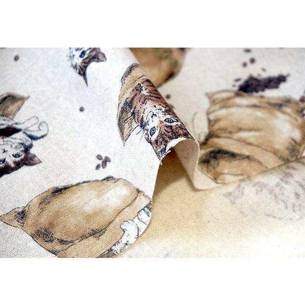 綿麻 生地 コーヒー豆と猫 本と猫 ねこ にゃんこ 猫 coffee book