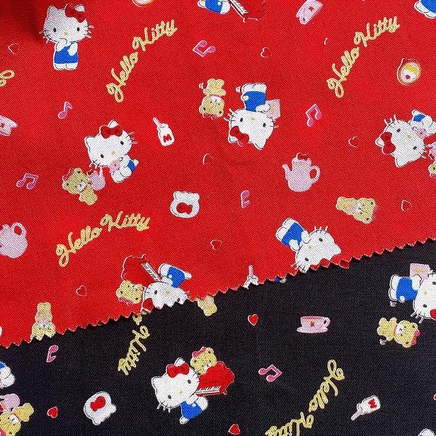 サンリオ キティ 生地 キャラクター 生地 布 キティ （ ミュージック 赤系 ) 柄番号302