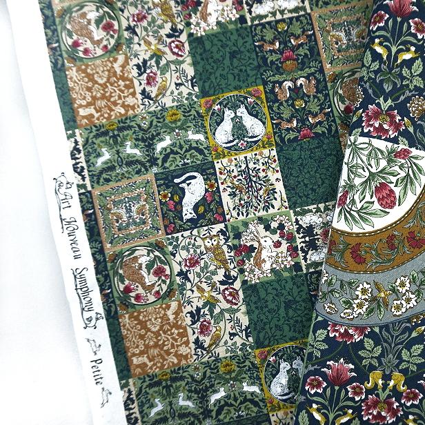 シーチング 生地 パッチワーク風 花 鳥 リス うさぎ 苺 猫 綿100% 手芸