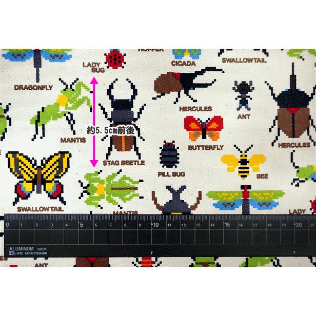 10cm単位 オックス生地 ピクセル 昆虫 ドット絵 ピクセルアート 虫