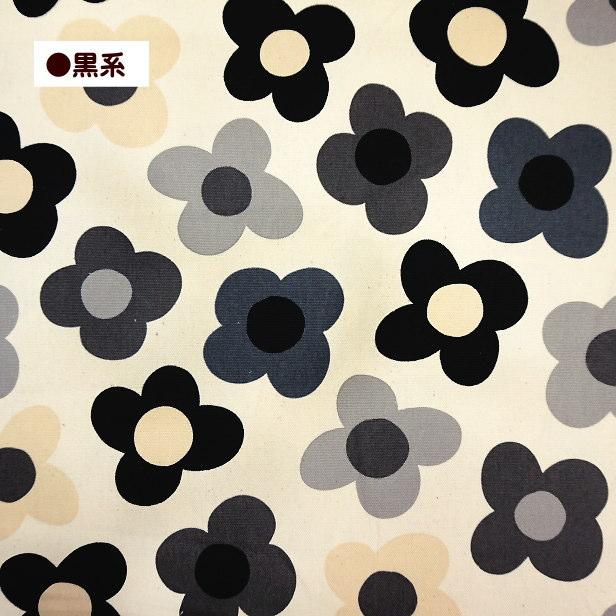 オックス 生地 北欧風 4枚 花びら 花柄 くすみカラー Retrocham