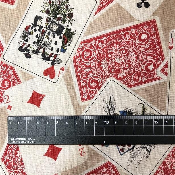 綿麻シーチング 生地 不思議の国のアリス トランプ柄 アリス原画
