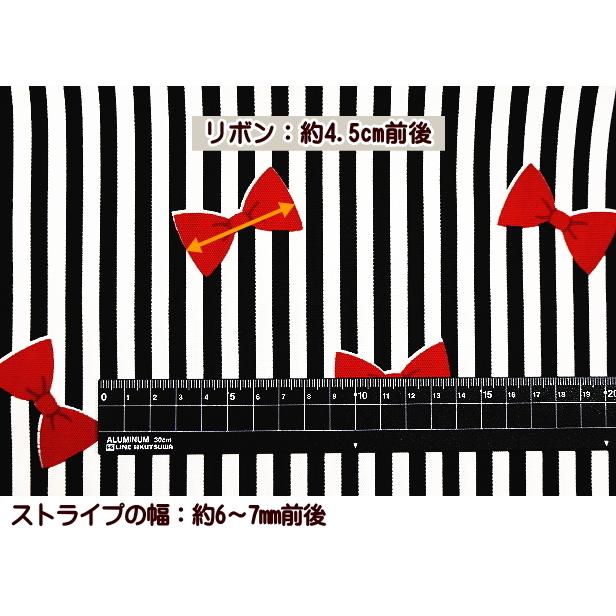 コットンオックス 生地 ストライプリボン 綿100％ 布 手芸 通園 通学