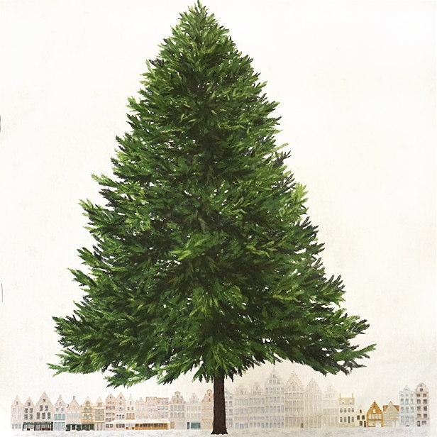 パネル売り インクジェットプリント 生地 クリスマスツリーと 