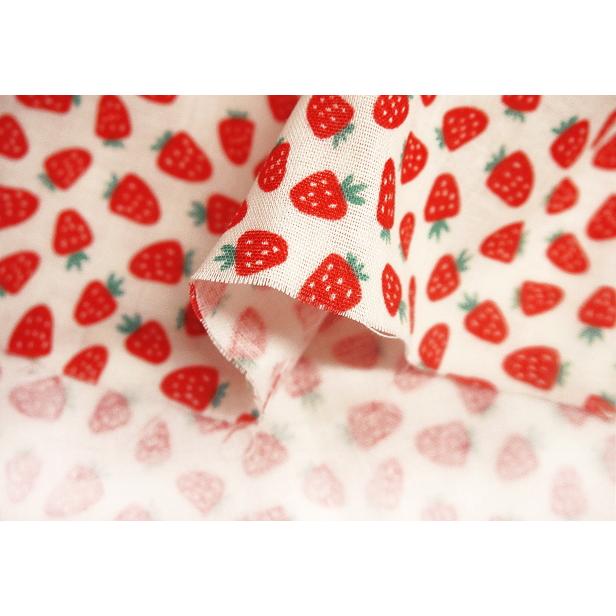 10cm単位 ダブルガーゼ 生地 ベビー ストロベリー いちご柄 ミニ柄 苺