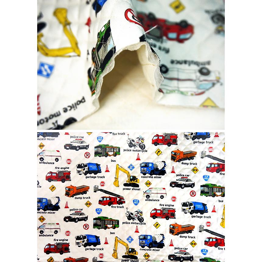 キルティング 生地 働く車 車柄 入園入学 通園通学 レッスンバッグ生地