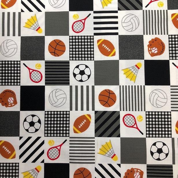 オックス 生地 スポーツ柄 バトミントン ラグビー バスケット テニス サッカー 野球 布 手芸 チェック柄 パッチワーク風 通園通学 レッスンバッグ Sow 80 手芸のfairylace 通販 Yahoo ショッピング