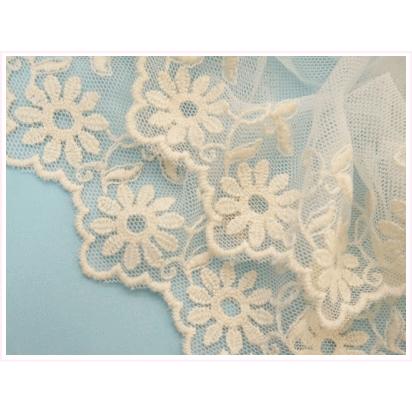 広幅 チュールレース3ヤード (ビビアン) 花柄 手芸 レース : 手芸の