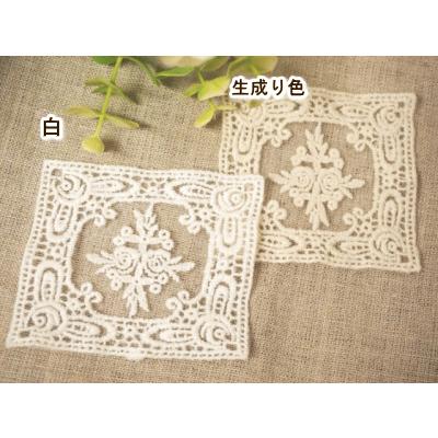 手芸 レースワッペン (スクエア・薔薇) ワッペン : 手芸のfairylace