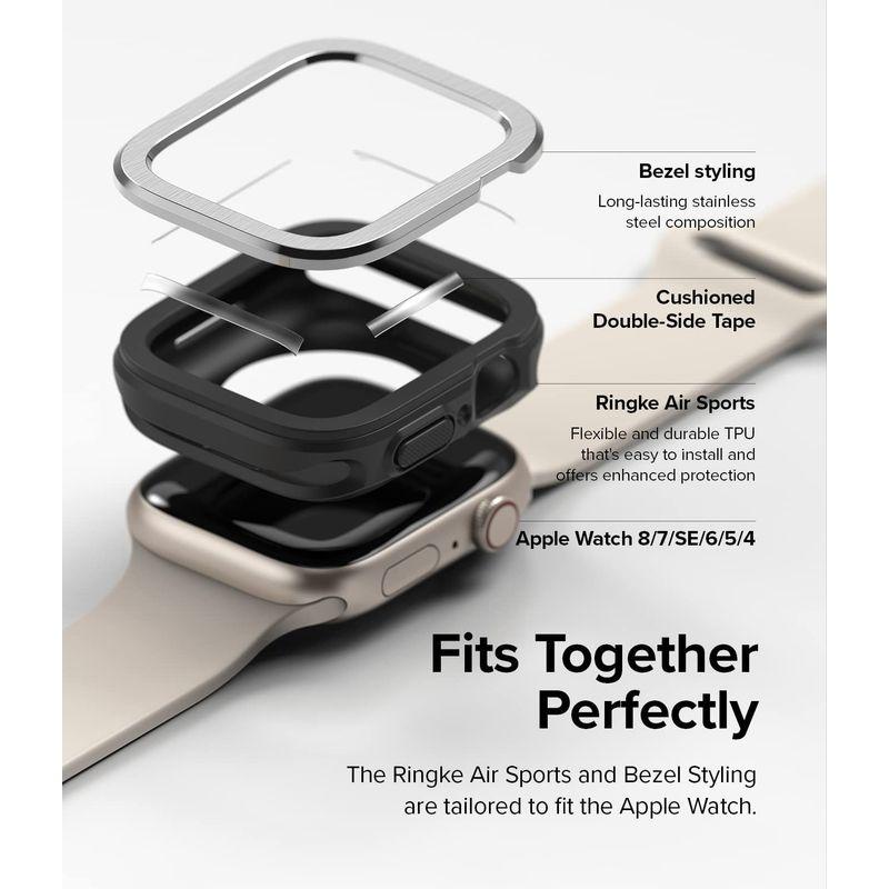 2個セットRingkeApple Watch 45mm ケース 保護 ステンレス フレーム   TPU カバー セット アップルウォッチ